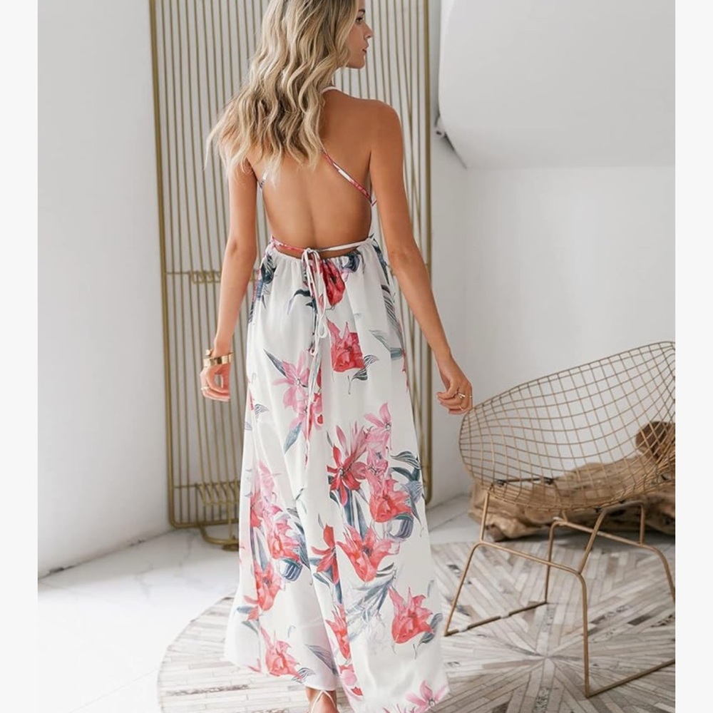 Floral backless Maxi Dress - Picture 4 of 4